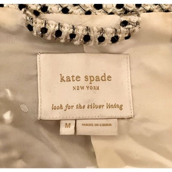 Kate Spade Retro 60s vibe party/holiday jacket, Metallic tweed Gold/black, 3/4 M - Picture 6 of 6